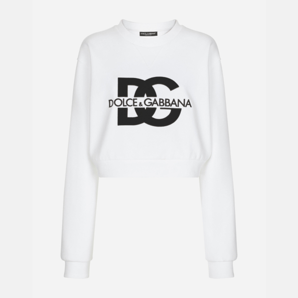 Cotton jersey sweatshirt with carpet-stitch DG logo