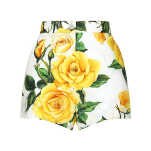 Floral high-rise cotton shorts