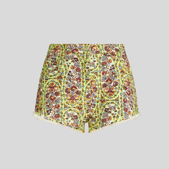 Floral paisley denim shorts