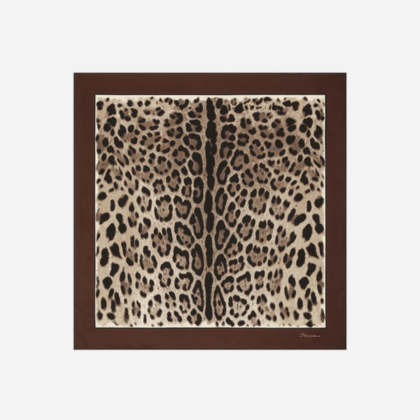 LEOPARD-PRINT TWILL SCARF (90X90)