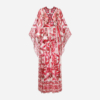 Long Majolica-print chiffon dress