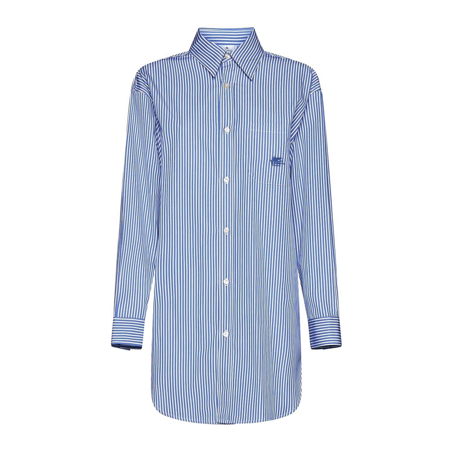 Oversized cotton poplin shirt w/logo Blue/White