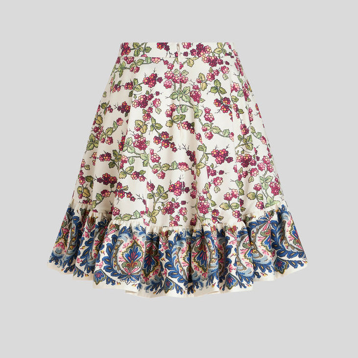 Printed cotton mini skirt