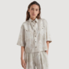 Ramage print lessivé linen shirt with shiny tabs