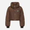 Short padded nylon jacket with logo tag