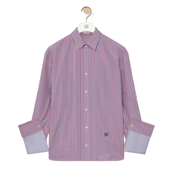 Turn-up shirt in striped cotton