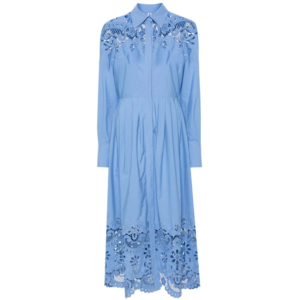 Valentino Garavani broderie-detail pleated midi dress