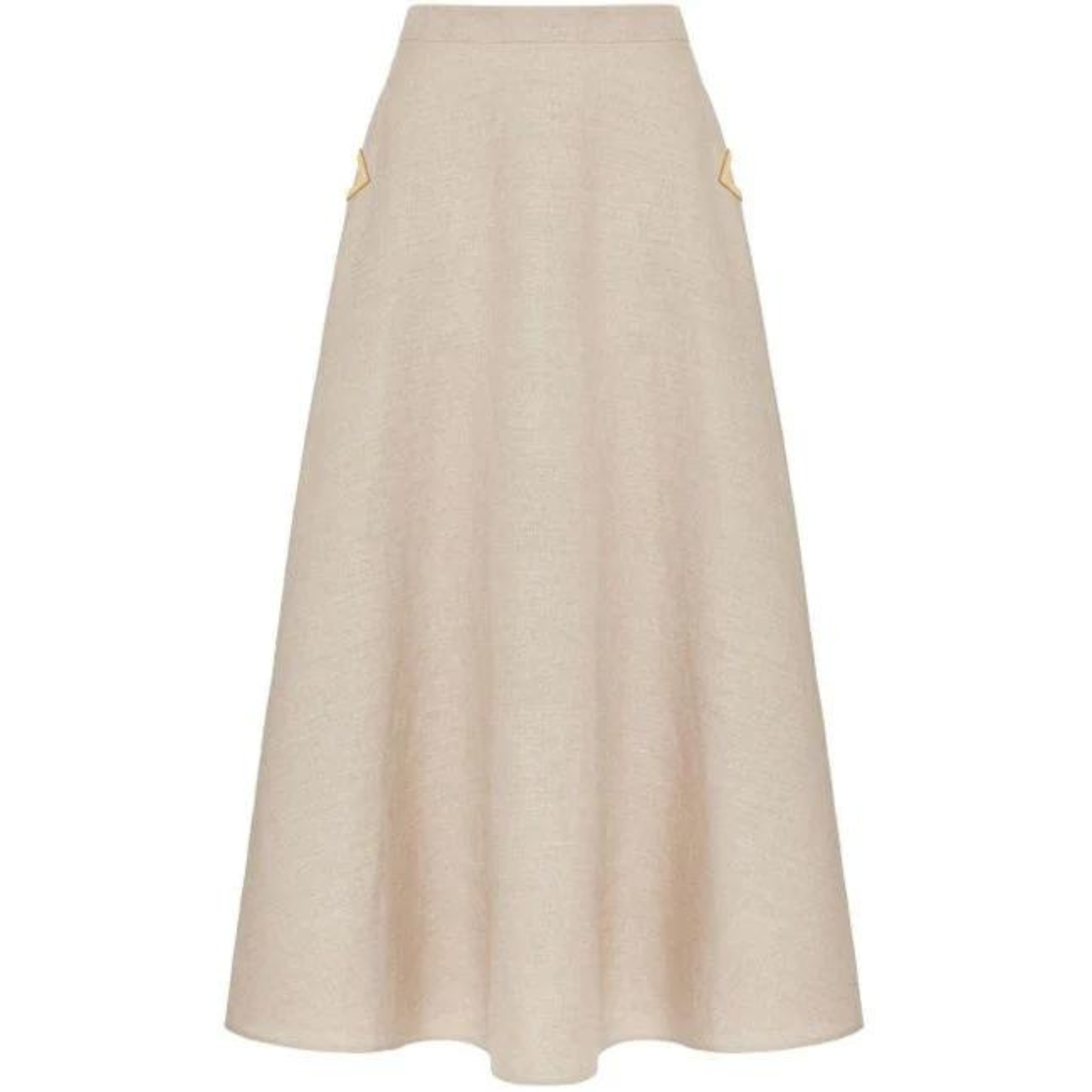 Women's Natural Flared Linen Midi Skirt