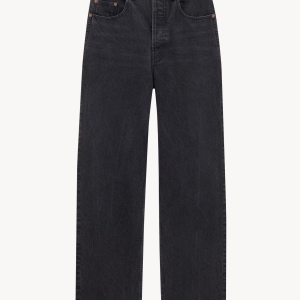 Carrot-fit jeans in used paris black denim