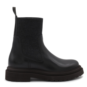 BRUNELLO CUCINELLI BLACK LEATHER BOOTS