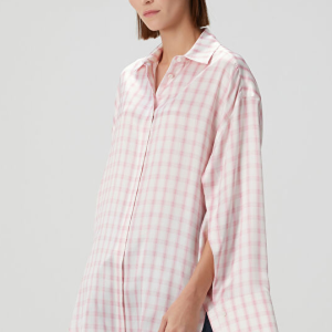 Pink Plaid Silk Shirt