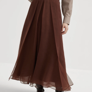 Crispy silk paneled circle skirt