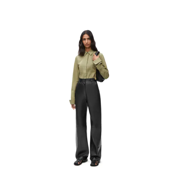 High waisted trousers in nappa lambskin