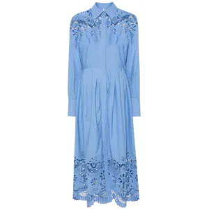 Valentino Garavani broderie-detail pleated midi dress