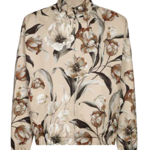 Reversible high-neck jacket with floral print