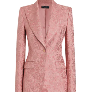 Single-breasted floral quilted jacquard Turlington jacket