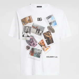 Cotton T-shirt with postcard print