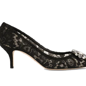 Lace rainbow pumps with brooch detailing