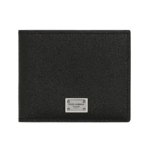 DOLCE & GABBANA LEATHER WALLET WITH LOGO PLAQUE.