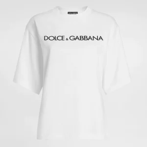 Short-sleeved cotton T-shirt with Dolce&Gabbana lettering