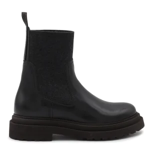 BRUNELLO CUCINELLI BLACK LEATHER BOOTS