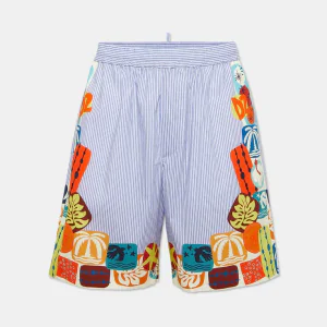 Summer Lovers Elastic Pinstripe Boxer Shorts