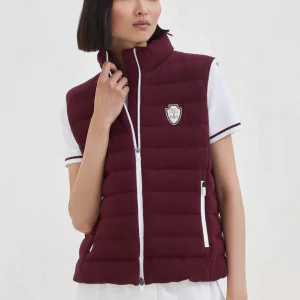 Techno cotton piqué down vest with logo